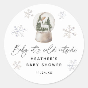 Baby It's Cold Outside Snow Globe Baby Shower Classic Round Sticker