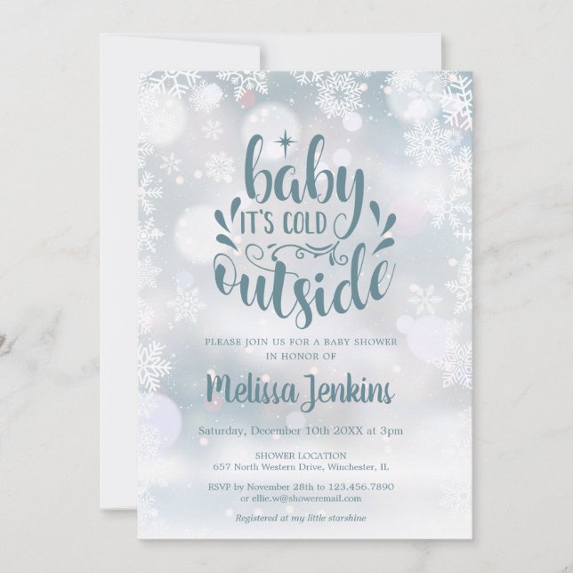 Baby It's Cold Outside Snow Winter Baby Shower Invitation (Front)