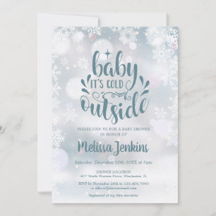 Baby It's Cold Outside Snow Winter Baby Shower Invitation