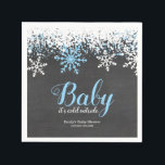 Baby Its Cold Outside Snow Winter Boy Baby Shower Napkin<br><div class="desc">Boy winter themed baby shower paper napkins. This trendy design features blue and white snowflakes on a chalkboard background.</div>