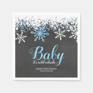 Baby Its Cold Outside Snow Winter Boy Baby Shower Napkin