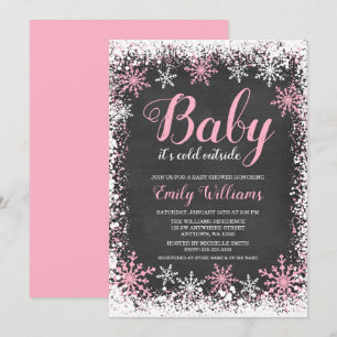 Baby Its Cold Outside Snow Winter Girl Baby Shower Invitation