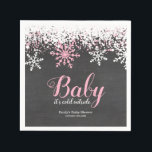 Baby Its Cold Outside Snow Winter Girl Baby Shower Napkin<br><div class="desc">Girl winter themed baby shower paper napkins. This trendy design features pink and white snowflakes on a chalkboard background.</div>
