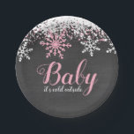 Baby Its Cold Outside Snow Winter Girl Baby Shower Paper Plate<br><div class="desc">Girl winter themed baby shower paper plates. This cute design features pink and white snowflakes on a chalkboard background.</div>