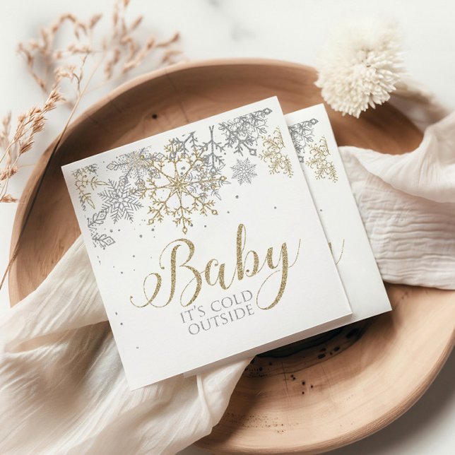 Baby It's Cold Outside Snowflake Baby Shower Napkin (Creator Uploaded)