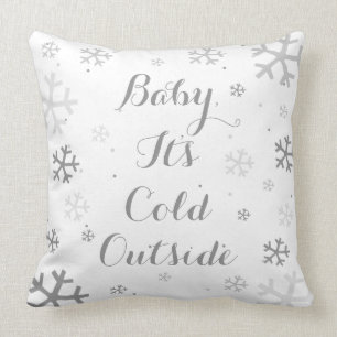 Baby, It's Cold Outside Snowflake Holiday Pillow