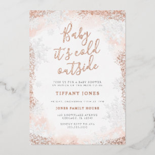 Baby it's cold outside Snowflake Pink Baby shower