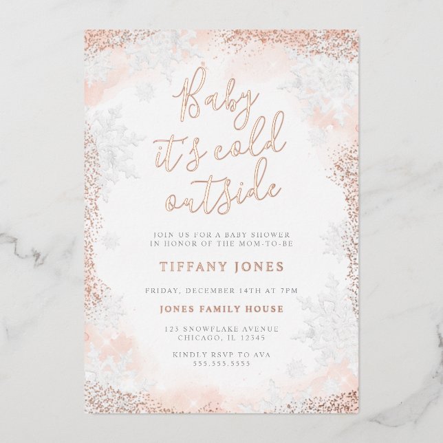 Baby it's cold outside Snowflake Pink Baby shower  (Front)