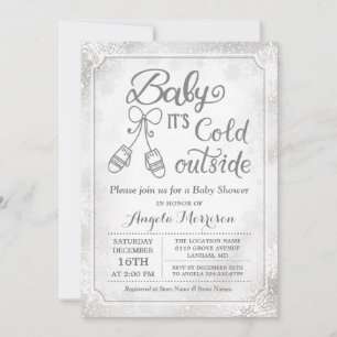 Baby Its Cold Outside Snowflake Winter Baby Shower Invitation