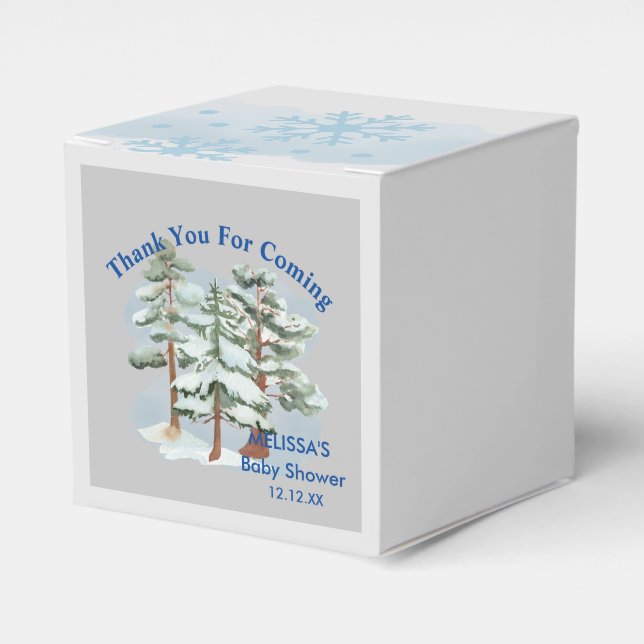 Baby its cold outside snowflake winter forest favour box (Front Side)