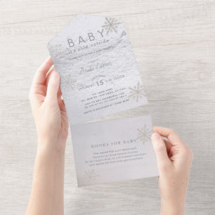 Baby It's Cold Outside Snowflakes Baby Shower All All In One Invitation