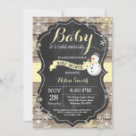 Baby its Cold Outside Snowman Baby Shower Invitation<br><div class="desc">Baby its Cold Outside Rustic Winter Snowman Baby Shower invitation. Yellow Snowflake. Rustic Wood Chalkboard Background. Country Vintage Retro Barn. Boy or Girl Baby Shower Invitation. Winter Holiday Baby Shower Invite. Yellow and White Snowflakes. For further customisation, please click the "Customise it" button and use our design tool to modify...</div>