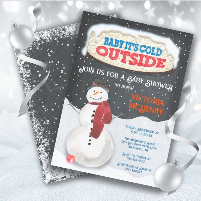 Baby it's cold outside snowman baby shower invitation (Creator Uploaded)