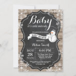 Baby its Cold Outside Snowman Baby Shower Invitation<br><div class="desc">Baby its Cold Outside Rustic Winter Snowman Baby Shower invitation. White Snowflake. Rustic Wood Chalkboard Background. Country Vintage Retro Barn. Boy or Girl Baby Shower Invitation. Winter Holiday Baby Shower Invite. For further customisation,  please click the "Customise it" button and use our design tool to modify this template.</div>