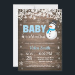 Baby its Cold Outside Snowman Boy Baby Shower Invitation<br><div class="desc">Baby its Cold Outside Winter Snowman Boy Baby Shower Invitation. White Snowflake. Baby its cold outside Baby Shower invitation. Boy or Girl Baby Shower Invitation. Winter Holiday Baby Shower Invite. Rustic Wood Background. Country Vintage Retro Barn. For further customisation, please click the "Customise it" button and use our design tool...</div>