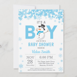 Baby its Cold Outside Snowman Boy Baby Shower Invitation
