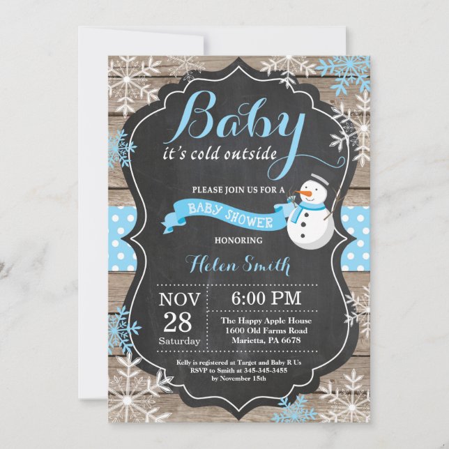 Baby its Cold Outside Snowman Boy Baby Shower Invitation (Front)