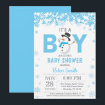 Baby its Cold Outside Snowman Boy Baby Shower Invitation<br><div class="desc">Baby its Cold Outside Winter Snowman Boy Baby Shower Invitation. Baby its cold outside Baby Shower invitation. Blue and White Snowflake. Boy Baby Shower Invitation. Winter Holiday Baby Shower Invite. White Background. For further customisation,  please click the "Customise it" button and use our design tool to modify this template.</div>
