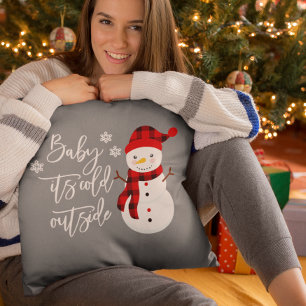 Baby It's Cold Outside Snowman Christmas Cushion