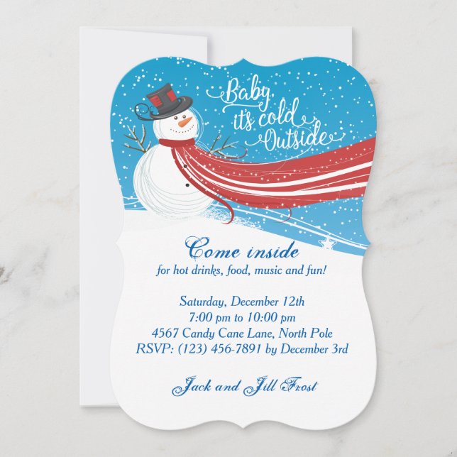 Baby It's Cold Outside Snowman Christmas Party Invitation (Front)