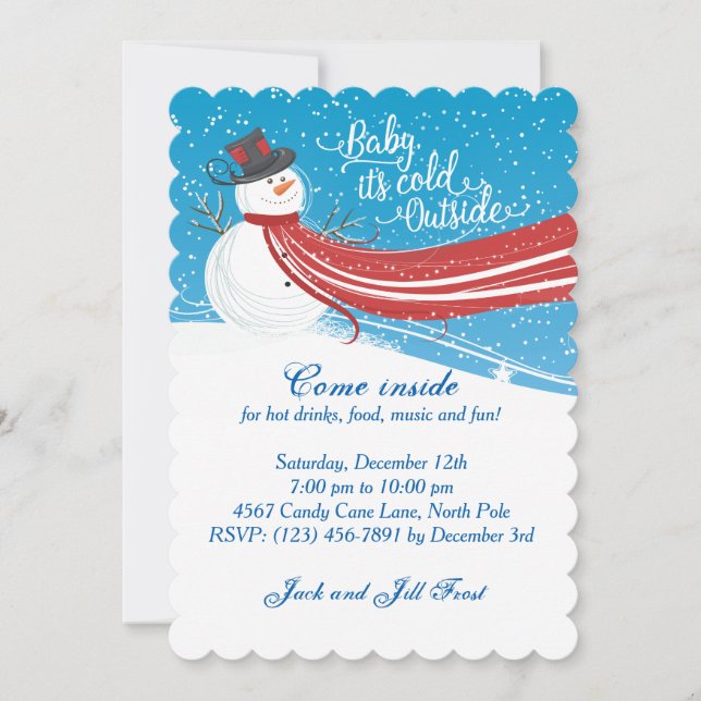 Baby It's Cold Outside Snowman Christmas Party Invitation (Front)
