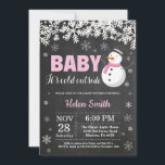 Baby its Cold Outside Snowman Girl Baby Shower Invitation<br><div class="desc">Baby its Cold Outside Winter Snowman Girl Baby Shower Invitation. White Snowflake. Baby its cold outside Baby Shower invitation. Girl Baby Shower Invitation. Winter Holiday Baby Shower Invite. Chalkboard Background. Black and White. For further customisation, please click the "Customise it" button and use our design tool to modify this template....</div>