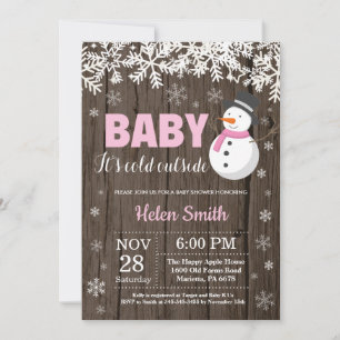 Baby its Cold Outside Snowman Girl Baby Shower Invitation