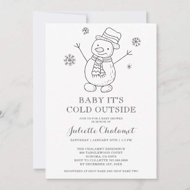 Baby It's Cold Outside Snowman Winter Baby Shower Invitation (Front)