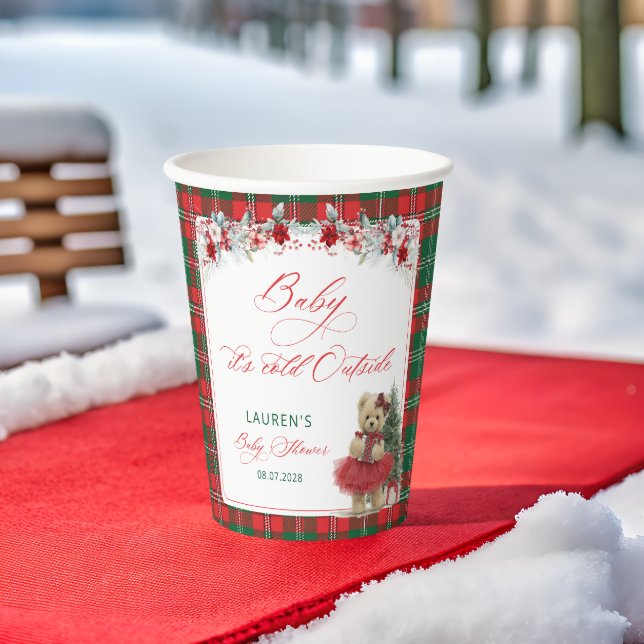  Baby Its Cold Outside Teddy Bear Girl Baby Shower Paper Cups (Creator Uploaded)