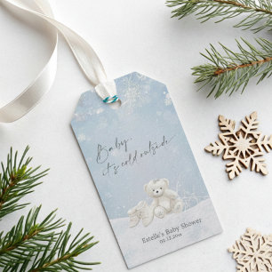 Baby, It's Cold Outside Teddy Bear Snowflakes Gift Tags