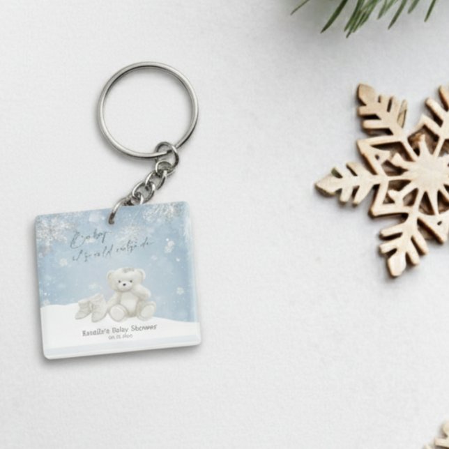 Baby, It's Cold Outside Teddy Bear snowflakes  Key Ring (Creator Uploaded)