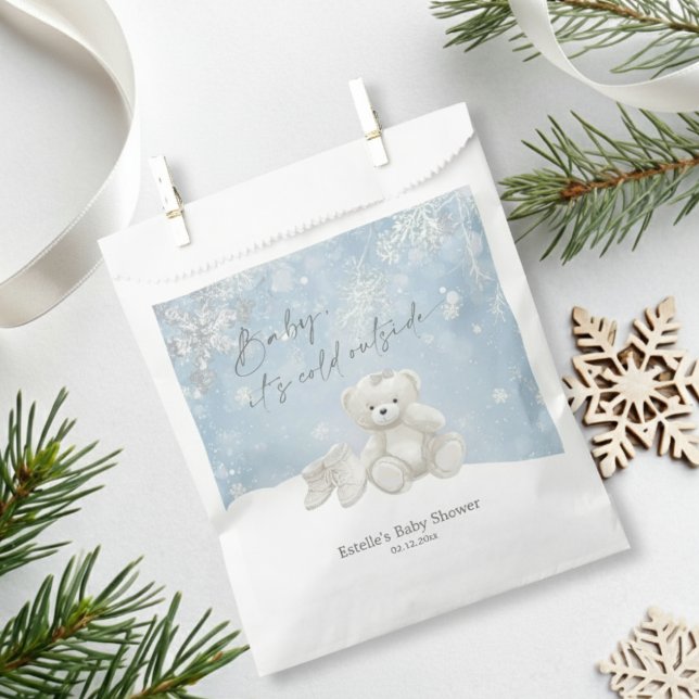 Baby, It's Cold Outside Teddy Bear Winter Keepsake Favour Bag (Creator Uploaded)