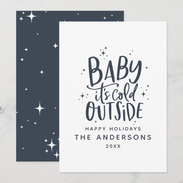 Baby its cold outside typography Christmas holiday Save The Date (Front/Back)