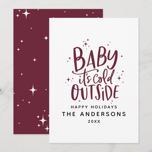 Baby its cold outside typography Christmas holiday Save The Date (Front/Back)