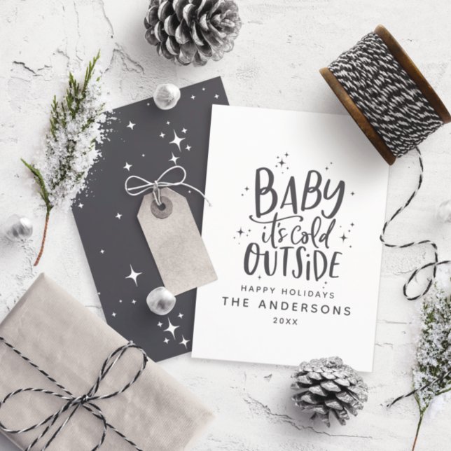 Baby its cold outside typography Christmas holiday Save The Date (Creator Uploaded)