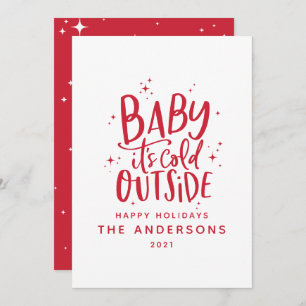 Baby its cold outside typography Christmas holiday Save The Date