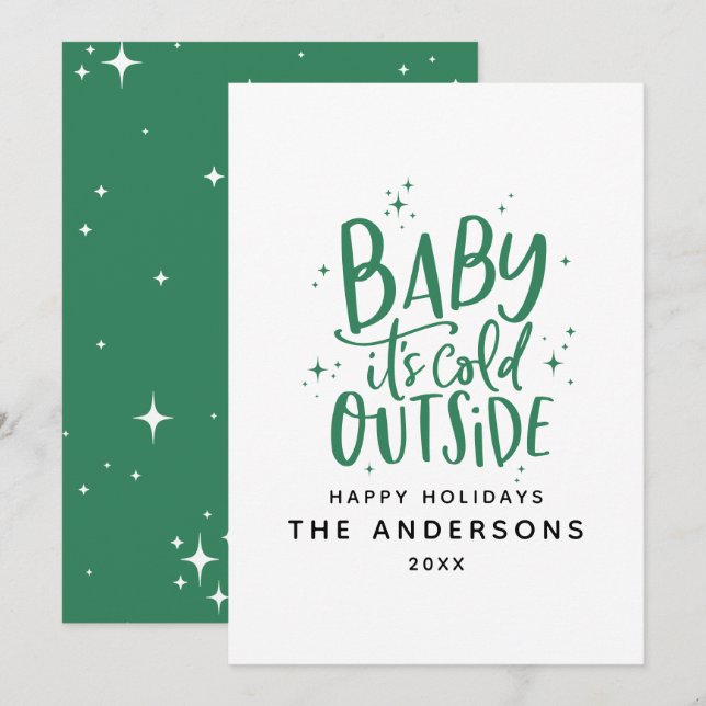 Baby its cold outside typography Christmas holiday Save The Date (Front/Back)