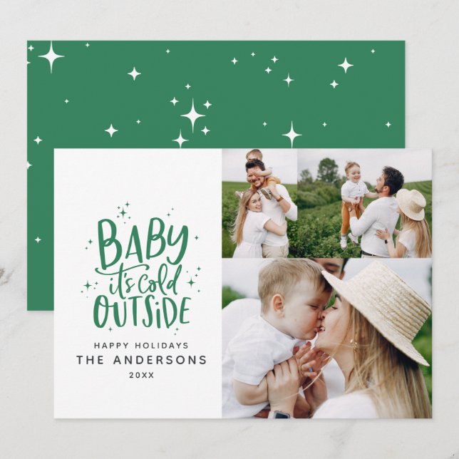 Baby its cold outside typography Christmas photo Save The Date (Front/Back)
