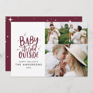 Baby its cold outside typography Christmas photo Save The Date