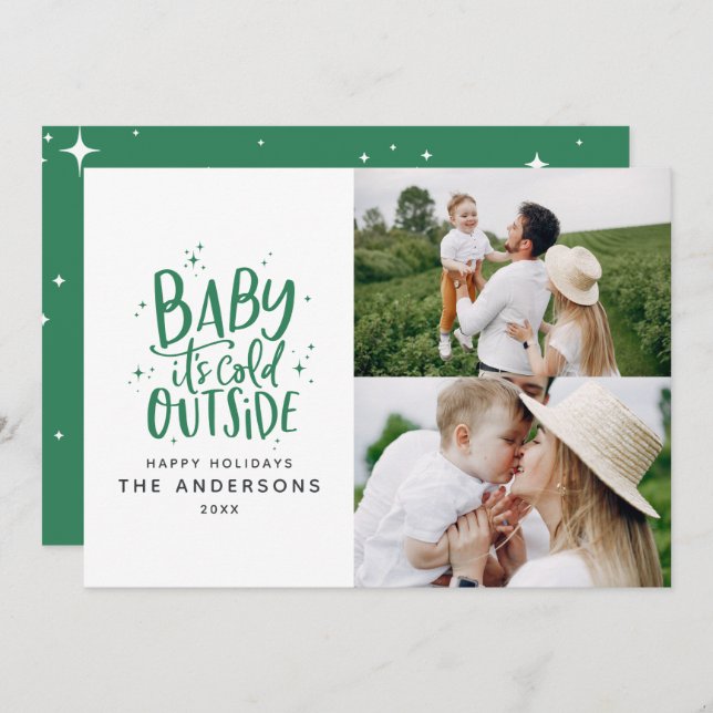 Baby its cold outside typography Christmas photo Save The Date (Front/Back)