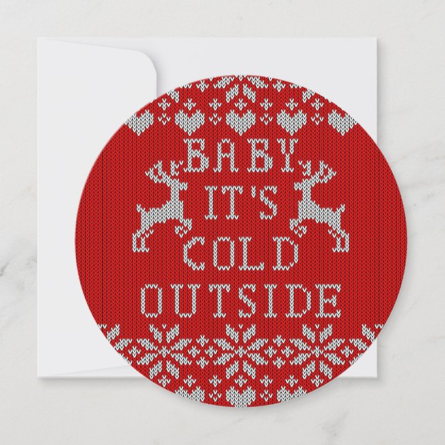 Baby It's Cold Outside Ugly Sweater red Style Invitation (Front)