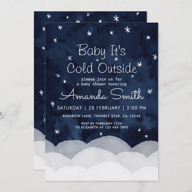 Baby It's Cold Outside Whimsical Baby Shower   Invitation (Front/Back)