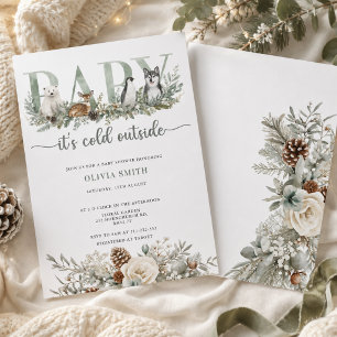 Baby Its Cold Outside Winter Animals Baby Shower Invitation