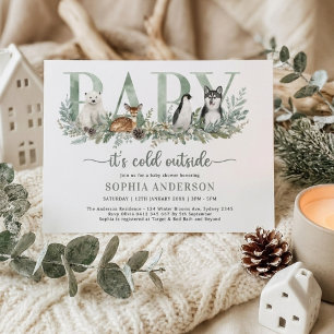 Baby Its Cold Outside Winter Animals Baby Shower Invitation