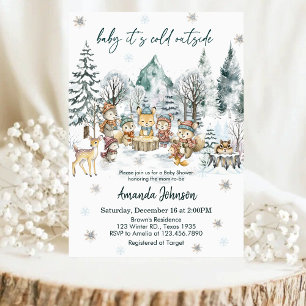 Baby It's Cold Outside Winter animals Baby Shower Invitation