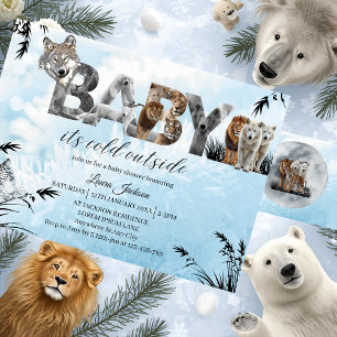 Baby Its Cold Outside Winter Animals Baby Shower Invitation
