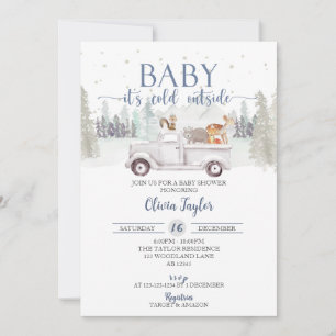 Baby It's Cold Outside, Winter Animals Baby Shower Invitation