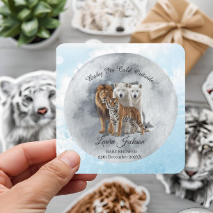Baby Its Cold Outside Winter Animals Baby Shower Square Sticker