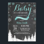 Baby its Cold Outside Winter Aqua Baby Shower Invitation<br><div class="desc">Baby its Cold Outside Winter Baby Shower invitation. Aqua and White Snowflake. Boy or Girl Baby Shower Invitation. Winter Holiday Baby Shower Invite. Chalkboard Background. Woodland Trees Forest Mountain. For further customisation,  please click the "Customise it" button and use our design tool to modify this template.</div>