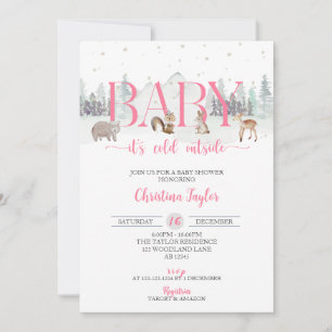 Baby It's Cold Outside, Winter Baby Girl Shower Invitation